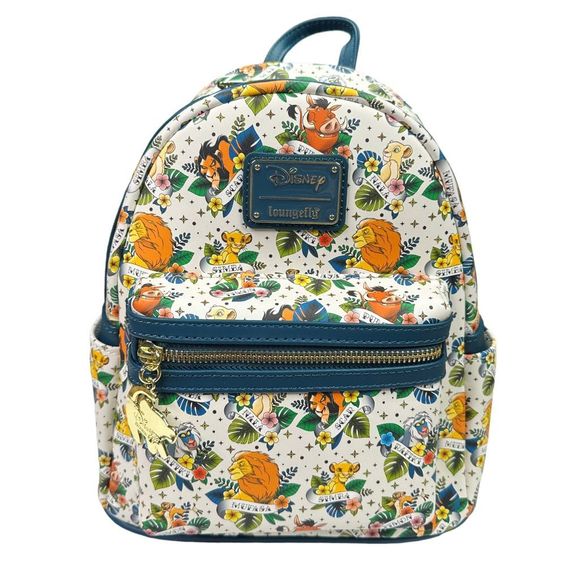 Loungefly x Disney The Lion King Tattoo AOP Mini Backpack - 9” x 10.5” x 4.5”